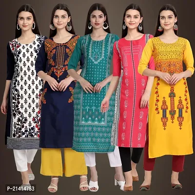 Fancy Crepe Kurtis For Women Pack Of 5-thumb0