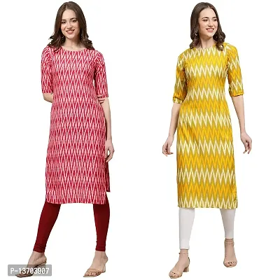 Stylish Crepe Printed Straight Kurta For Women- Pack Of 2