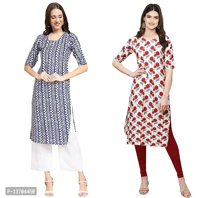 Stylish Crepe Digital Printed Kurta For Women- Pack Of 2