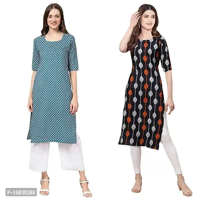 Stylish Digital Printed Women Crepe Kurta- Pack of 2