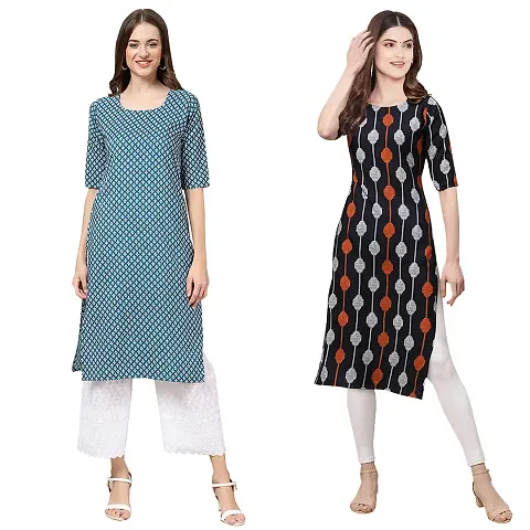 Stylish Crepe Printed Kurti - Pack of 2