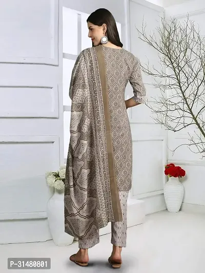 Stylish Cotton Blend Printed Kurta With Pant And Dupatta Set For Women-thumb2