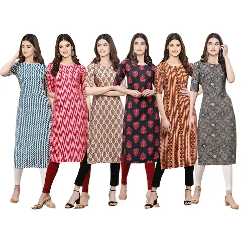 Stylish Crepe Printed Kurti - Pack of 6