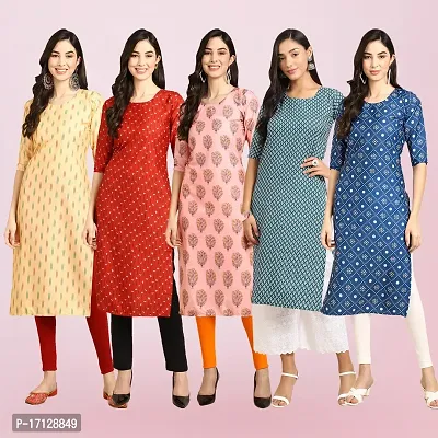 Women Stylish Crepe Printed Straight Kurta