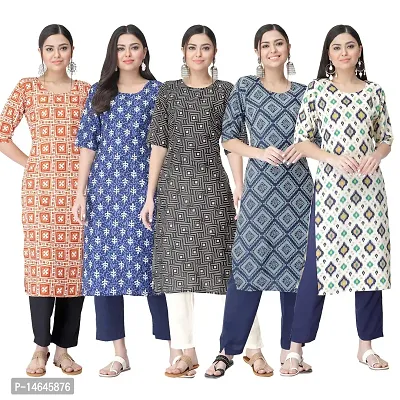 New Crepe Printed Kurtis Combo For Women Pack Of 5