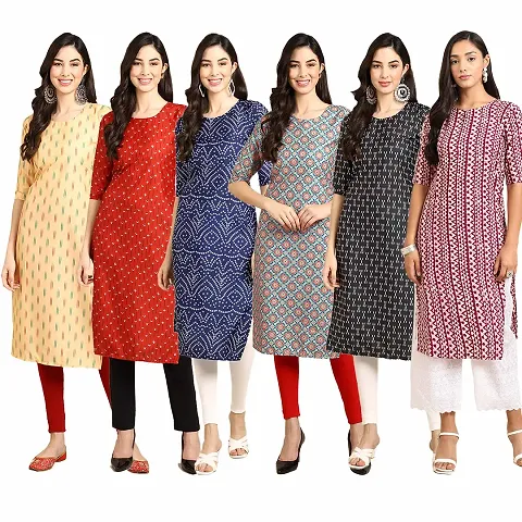 Fancy Combo of 6 Crepe Kurti