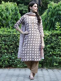 Stylish Multicoloured Cotton Printed Kurta Bottom and Dupatta Set For Women-thumb2