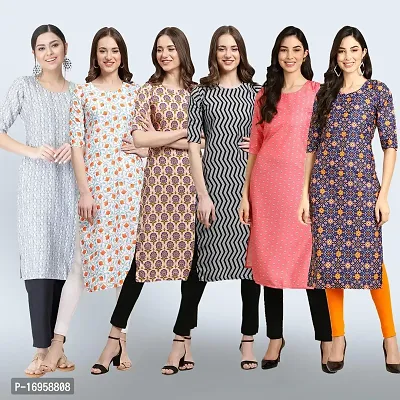 Women Stylish Crepe Printed Straight Kurta Combo