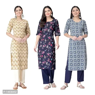 New Crepe Combo Printed Kurtis For Women Pack Of 3