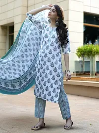 Fancy Cotton Blend Kurta Bottom And Dupatta Set For Women-thumb1