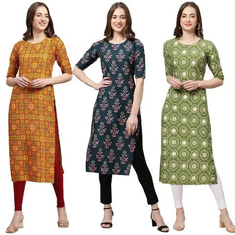 Stylish Crepe Stitched Kurta For Women Pack of 3