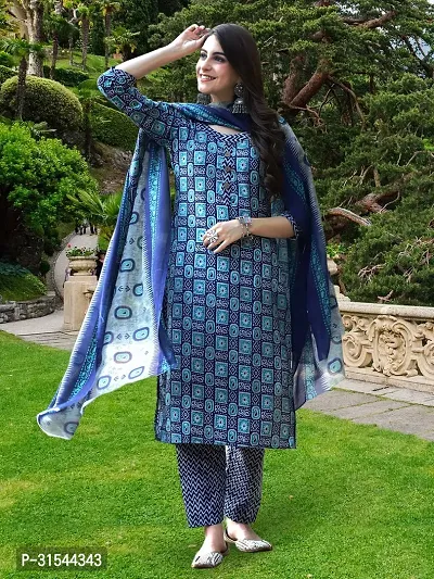 Fancy Cotton Blend Kurta Bottom And Dupatta Set For Women-thumb3