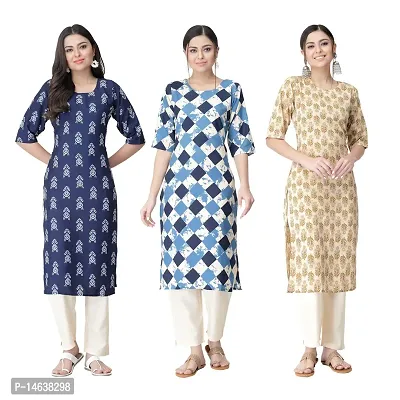 New Crepe Combo Printed Kurtis For Women Pack Of 3