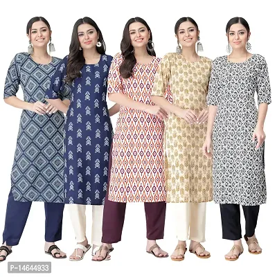 New Crepe Printed Kurtis Combo For Women Pack Of 5