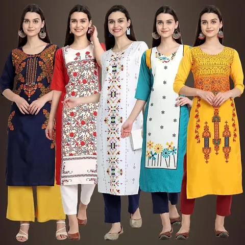 Stylish Fancy Crepe Kurtis - Pack Of 5