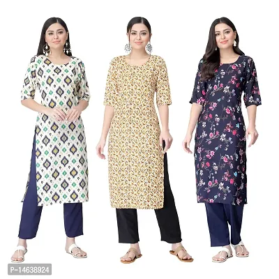 New Crepe Combo Printed Kurtis For Women Pack Of 3