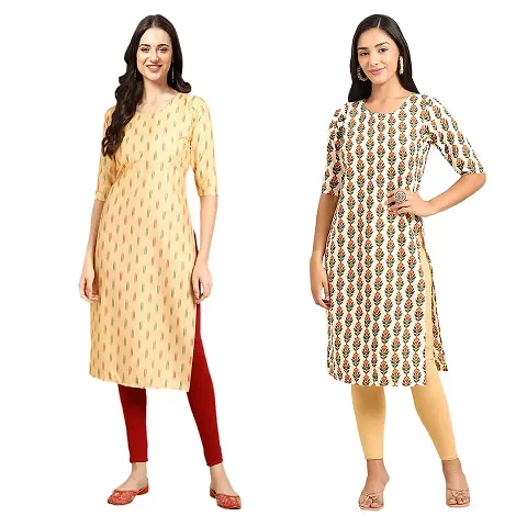 Straight Crepe Kurta Pack Of 2