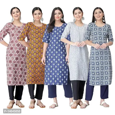 New Crepe Printed Kurtis Combo For Women Pack Of 5