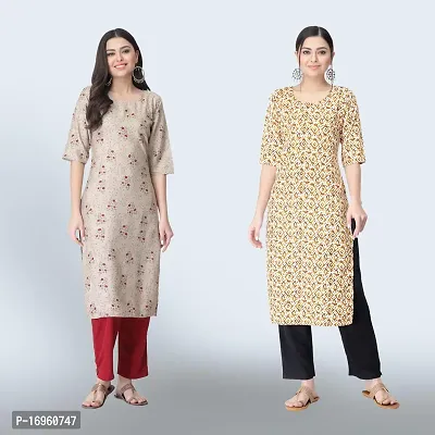 Women Stylish Crepe Ethnic Motif Casual Straight Kurta