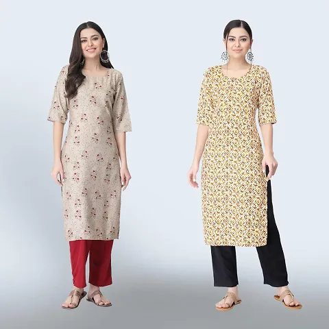 Stylish Crepe Kurta For Women- Combo Of 2