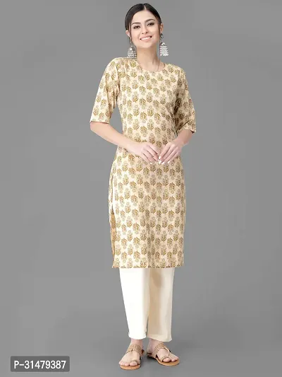 Stylish Crepe Printed Straight Kurta With Pant Set For Women-thumb2