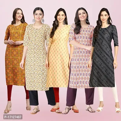 Women Stylish Crepe Printed Straight Kurta