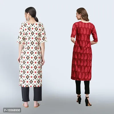 Women Stylish Crepe Ethnic Motif Casual Straight Kurta-thumb2