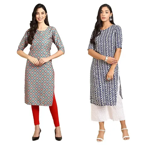 Stylish Crepe Straight Kurta For Women- Pack Of 2