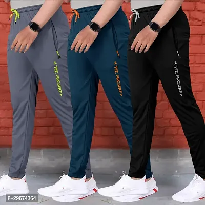 Classic Multicoloured Lycra Solid Track Pant For Men Pack Of 3-thumb3