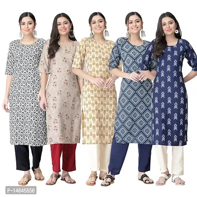 New Crepe Printed Kurtis Combo For Women Pack Of 5