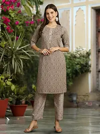 Stylish Cotton Blend Printed Kurta With Pant And Dupatta Set For Women-thumb3