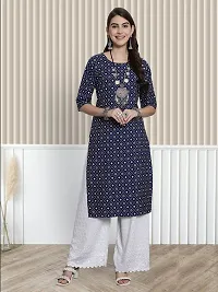 Stylish Multicoloured Crepe A-Line Printed Stitched Kurti For Women-thumb1