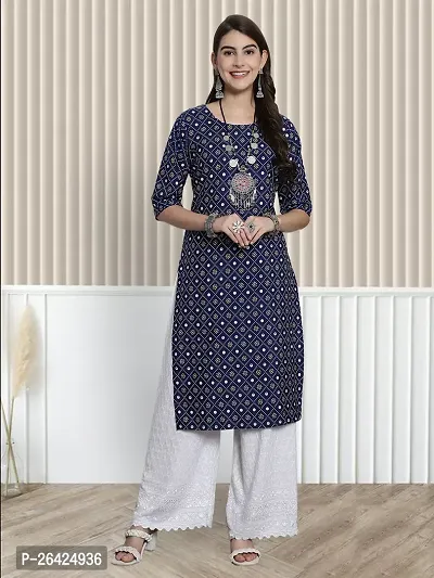 Stylish Multicoloured Crepe A-Line Printed Stitched Kurti For Women-thumb2