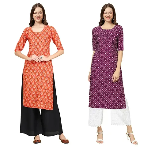 Stylish Crepe Printed Kurti - Pack of 2