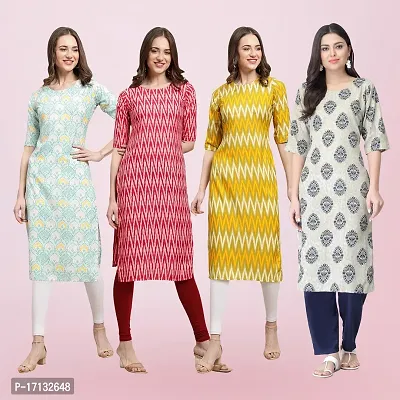 Women Stylish Crepe Printed Straight Kurta