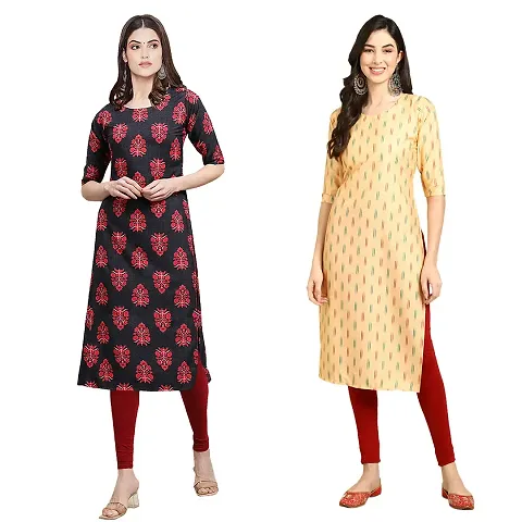 Straight Crepe Kurta Pack Of 2