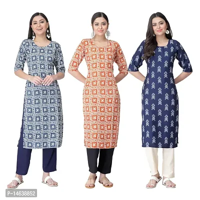 New Crepe Combo Printed Kurtis For Women Pack Of 3