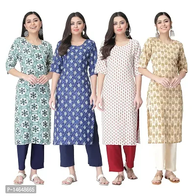 New Crepe Combo Printed Kurtis For Women Pack Of 4