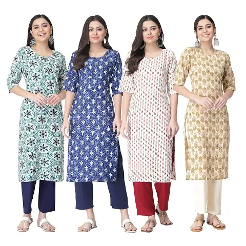 Trendy Crepe Kurta For Women- Combo Of 4