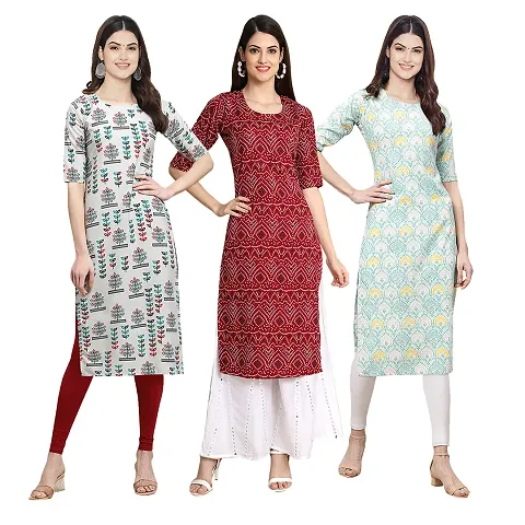 Trendy Crepe Printed Kurti - Pack of 3