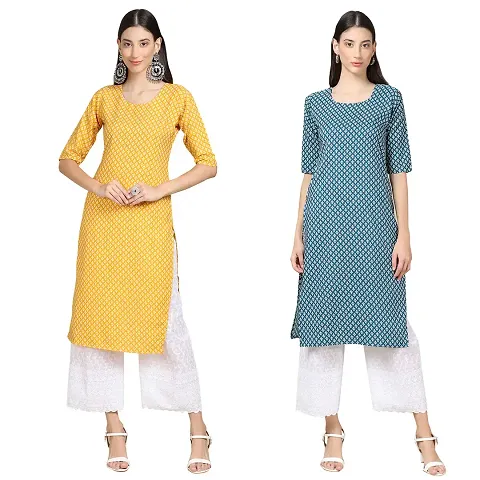 Stylish Crepe Straight Kurta For Women- Pack Of 2