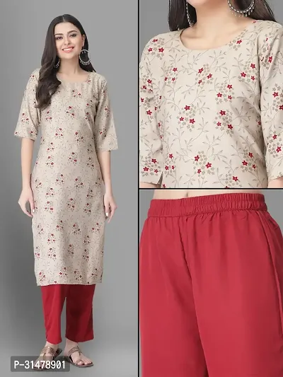 Stylish Crepe Printed Straight Kurta With Pant Set For Women