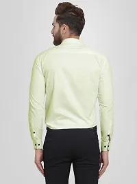 Men Stylish Yellow Cotton Solid Long Sleeve Semi Formal Shirt-thumb2