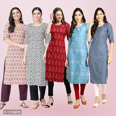 Women Stylish Crepe Printed Straight Kurta