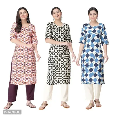 New Crepe Combo Printed Kurtis For Women Pack Of 3