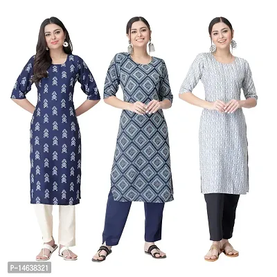 New Crepe Combo Printed Kurtis For Women Pack Of 3