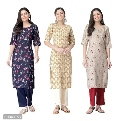 New Crepe Combo Printed Kurtis For Women Pack Of 3