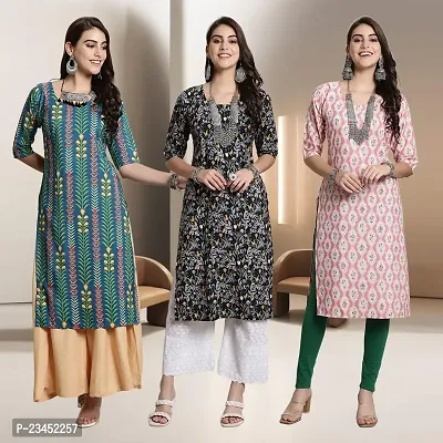 Fancy Rayon Kurtis For Women Pack Of 3-thumb0