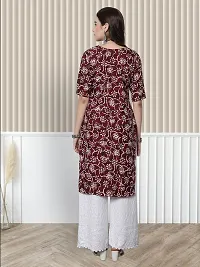 Stylish Multicoloured Crepe A-Line Printed Stitched Kurti For Women-thumb2