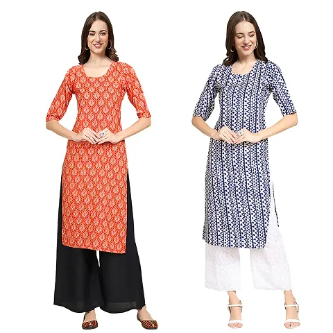 Stylish Digital Woman Crepe Kurtis Pack of 2